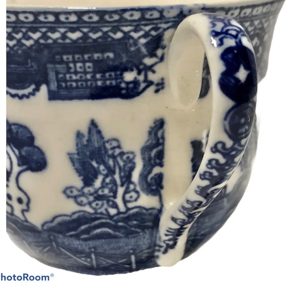 Vintage Oriental Flow Blue Mini Tea Cup Saucer Set Porcelain Japan Crazing 2.5" - Picture 5 of 9